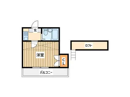 フォレストマツド(1K/1階)の間取り写真