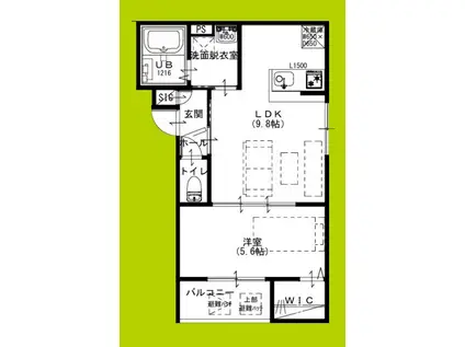 RAFFINE貝塚(1LDK/2階)の間取り写真