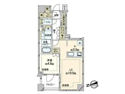 クレヴィア荻窪(1LDK/1階)の間取り写真
