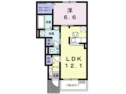 ハーモニー中津 I(1LDK/1階)の間取り写真