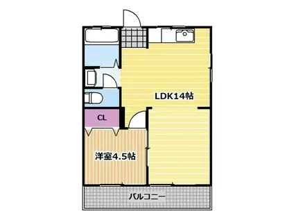 菊里ふじコーポ(1LDK/2階)の間取り写真