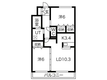ミュートス神の倉I(2LDK/2階)の間取り写真