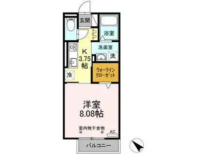 D-ROOM土岐(1K/2階)の間取り写真