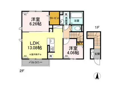 エタニティ(2LDK/2階)の間取り写真