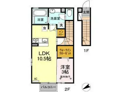 グロワール(1LDK/2階)の間取り写真