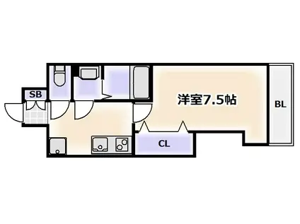 LUXE我孫子(1K/5階)の間取り写真