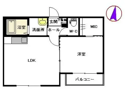 シャーメゾンUENO I棟 A(1LDK/2階)の間取り写真