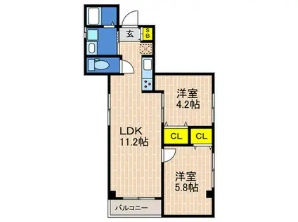 インペリアルハウス(2LDK/2階)の間取り写真