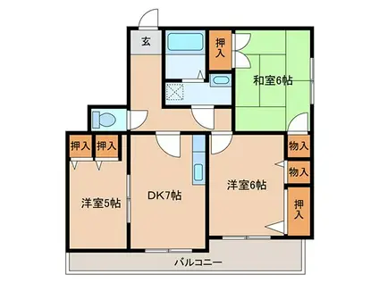 N麻里布(3DK/5階)の間取り写真