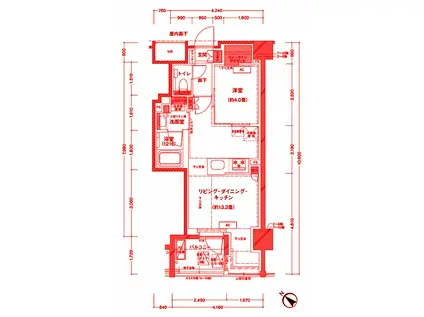 ラティエラ横濱大通公園(1LDK/3階)の間取り写真