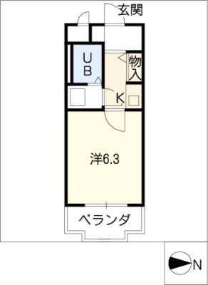 ジュネス原(1K/4階)の間取り写真