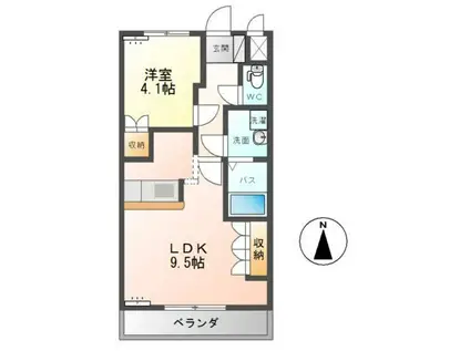 ウイングロードII(1LDK/1階)の間取り写真