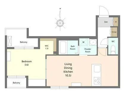 クラージュ(1LDK/4階)の間取り写真
