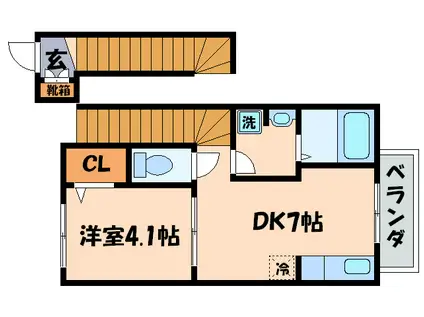 カーサアザレア(1DK/2階)の間取り写真
