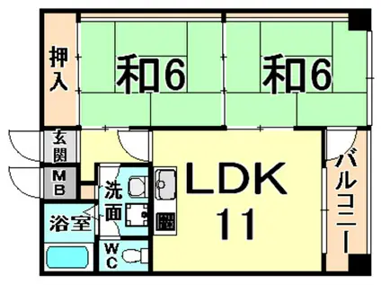 天崎ビル(2LDK/4階)の間取り写真