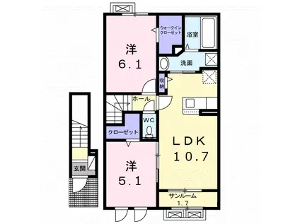 スプリング ファインII(2LDK/2階)の間取り写真