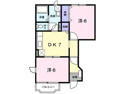 マノワール・ヴェールI(2DK/1階)の間取り写真