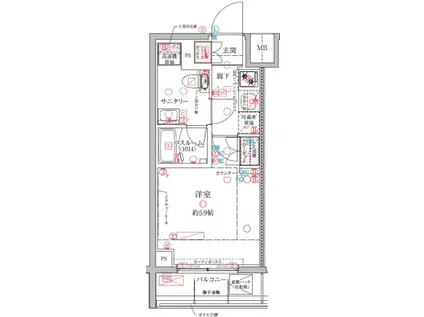 クレヴィスタ横浜関内(1K/6階)の間取り写真