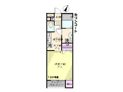 セゾンコート(1K/1階)の間取り写真