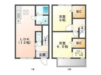 KAZENSA(2LDK/2階)の間取り写真