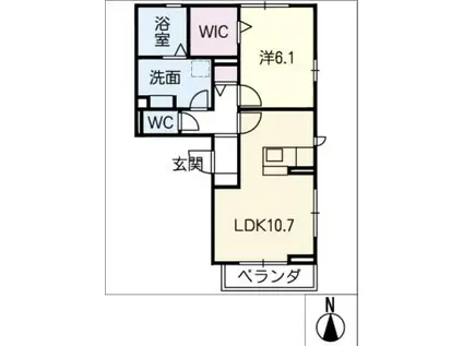 マミーナIII(1LDK/3階)の間取り写真