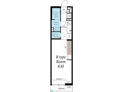 リブリラカーサドエム(1K/3階)の間取り写真