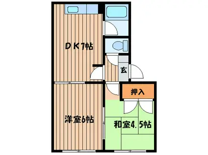 マンション三宅B(2DK/2階)の間取り写真