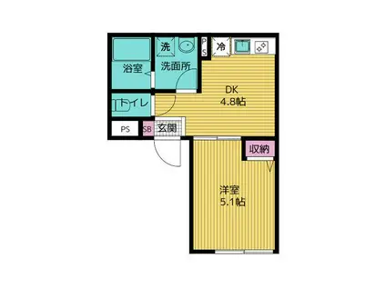 ザ・テラス豊洲(1DK/4階)の間取り写真