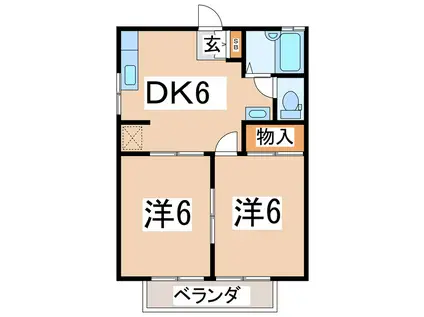 カーサフェリス(2DK/2階)の間取り写真