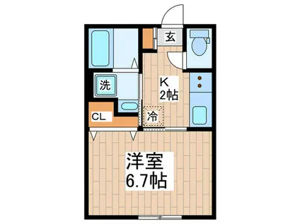 ドミシルTAKAHATA(1K/1階)の間取り写真