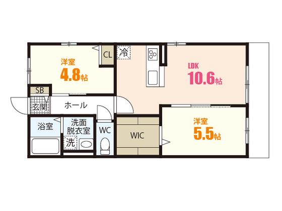 プライムリュクスフラット(2LDK/1階)の間取り写真