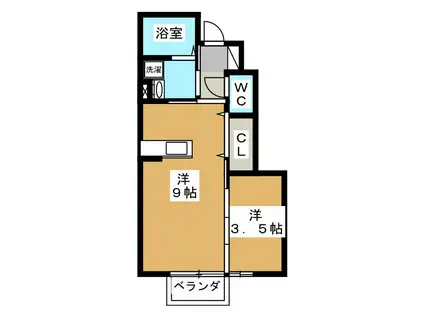 GRANMORE・A(1LDK/1階)の間取り写真