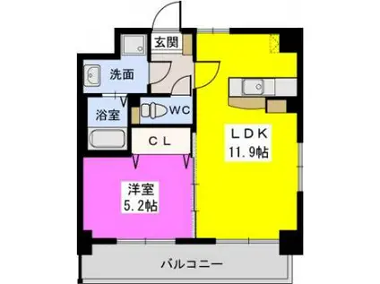 ソアレ空港通(1LDK/6階)の間取り写真