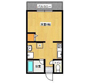 プチメゾン若葉G(1K/2階)の間取り写真