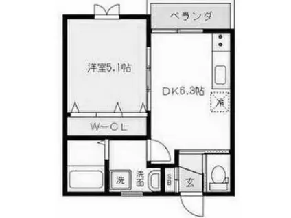 ラヴェール新生(1DK/2階)の間取り写真