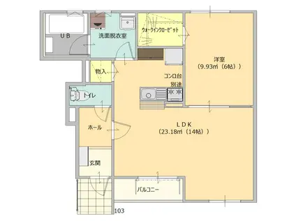 リベールサムズスリー(1LDK/1階)の間取り写真