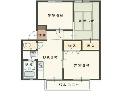 ハッピータウン高松(3DK/2階)の間取り写真