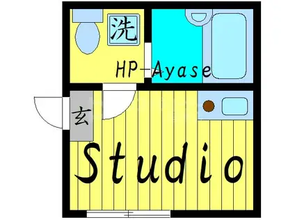 シャンテ綾瀬(ワンルーム/1階)の間取り写真