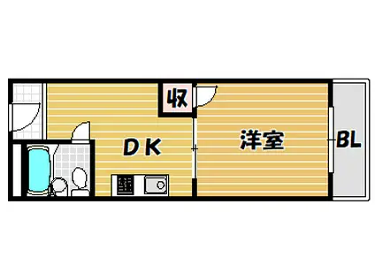 スミコー駅前コーポ(1DK/5階)の間取り写真