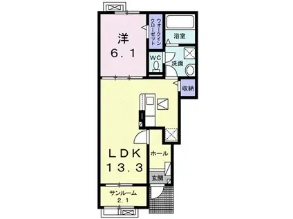 サン カメリアB(1LDK/1階)の間取り写真