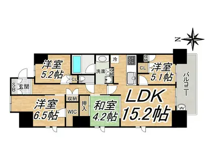 ローレルコート・クレヴィア尼崎駅前(4LDK/15階)の間取り写真