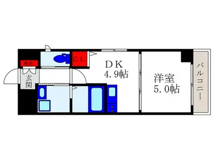 カルム共栄マンション(1DK/5階)の間取り写真