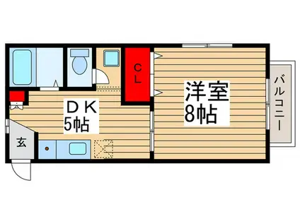 ピアシャンテ(1DK/2階)の間取り写真