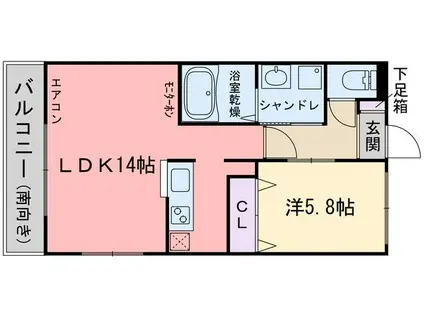 エクセルハイムMASAKI(1LDK/1階)の間取り写真
