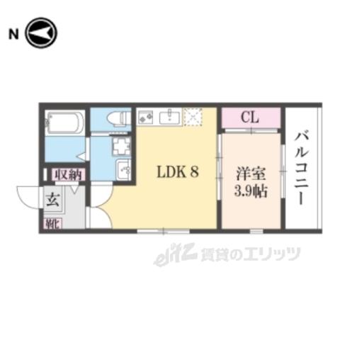 ハーモニーテラス-SY椥辻(1LDK/2階)の間取り写真