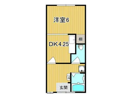 さつき荘(ワンルーム/1階)の間取り写真