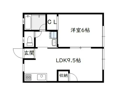 平原コーポ(1LDK/1階)の間取り写真