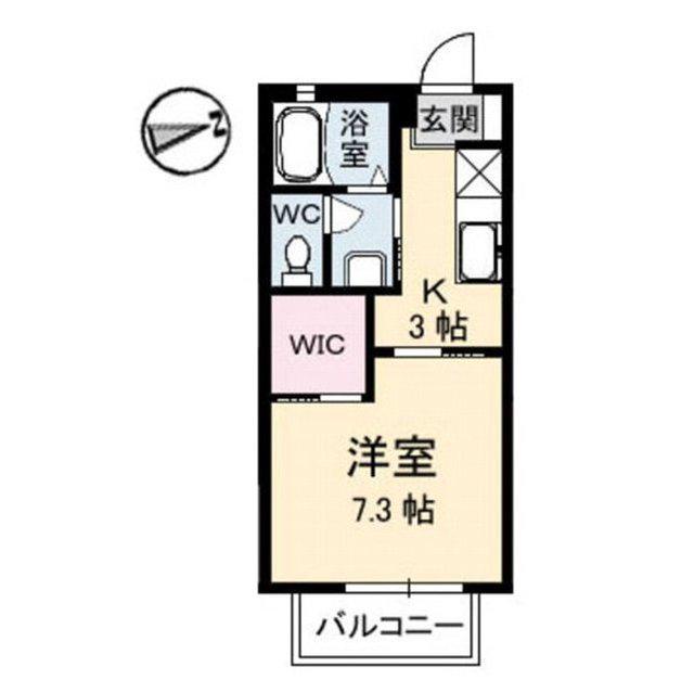 グリーンビューB棟(1K/2階)の間取り写真