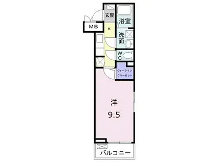 グランディール(1K/2階)の間取り写真