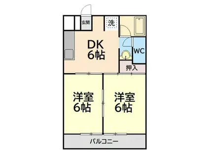 フラッツ本町西(2DK/3階)の間取り写真